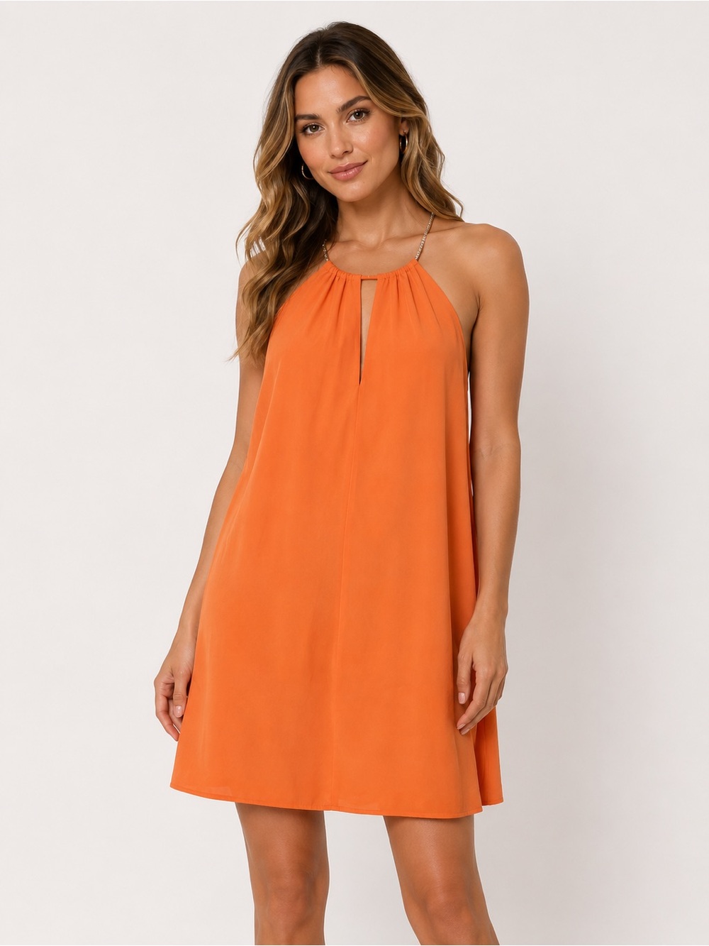 VENUS Orange Halter-Style Maxi Dress